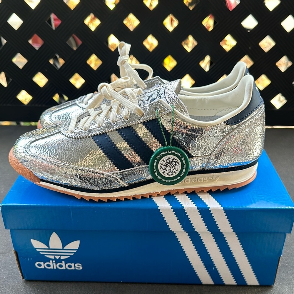 Adidas SL 72 OG Metallic Silver/Navy Sz 7 women’s